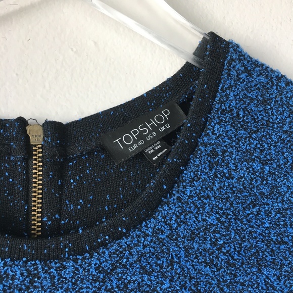 TOPSHOP Blue & Black Sweater Terry Texture Dress - Picture 6 of 8